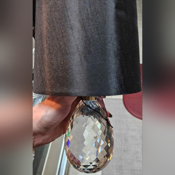 Rachel Zoe Crystal Base Mini Light Fixture Black Shade 8" Tall crystal: 4.5" - Picture 2 of 5